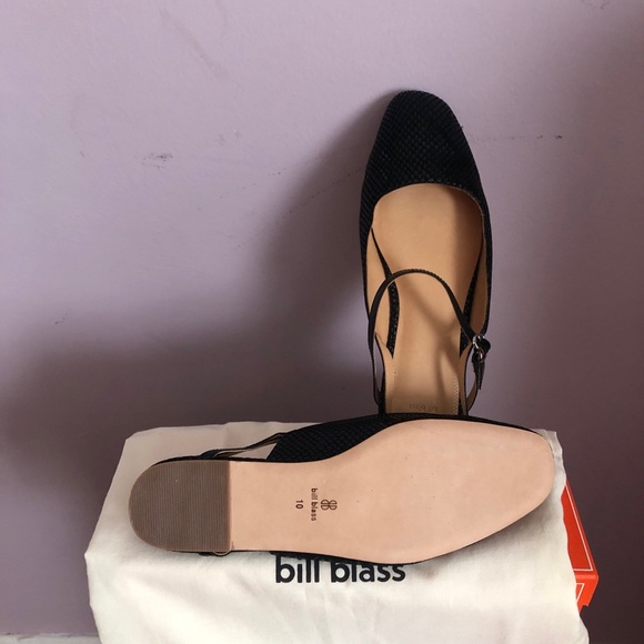 New Mary Jane Slingback Flats Bill Blass Women flat shoe 10 Black all leather - Picture 5 of 5